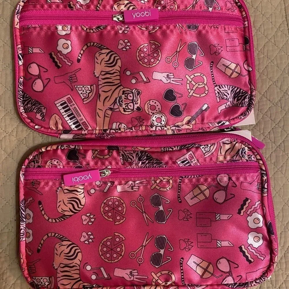 Yoobi Makeup Bags -9x5x1 set of 2 pink , NWT